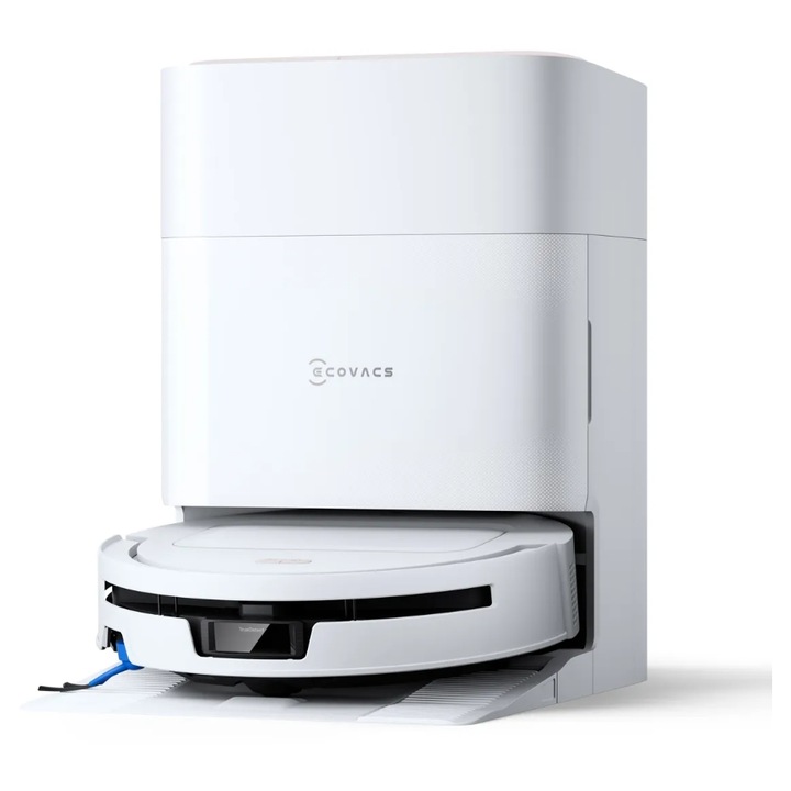 Aspirator robot Ecovacs DEEBOT T90 MAX PRO OMNI WH, 40000Pa, OZMO ROLLER 3.0, TruEdge3.0, Zero Tangle, Autonomie 257 minute, 400 m2, Recipient praf 250 ml, Control prin aplicatie si asistent vocal Alb