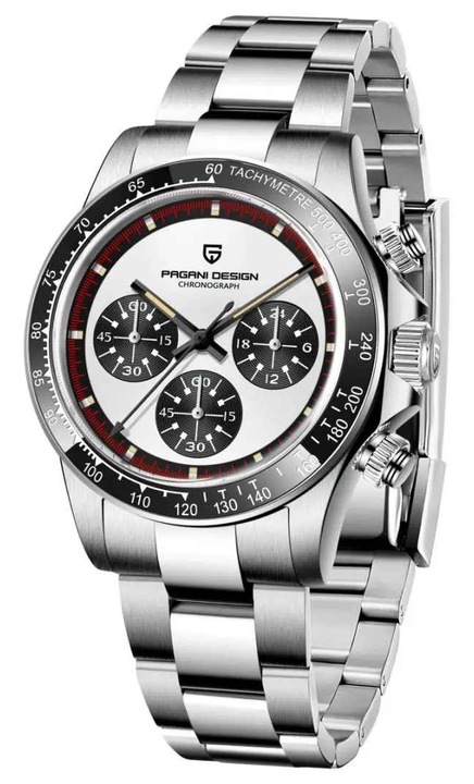 Часовник хронограф PAGANI DESIGN PD-1676 Panda, Seiko VK63, сапфир AR, 100M, 40мм