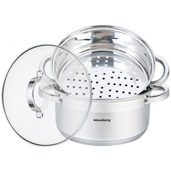 Oala inox pentru fiert cu aburi Klausberg, capacitate 4 litri, 3 piese, inductie, capac Oala inox pentru fiert cu aburi Klausberg, capacitate 4 litri, 3 piese, inductie, capac