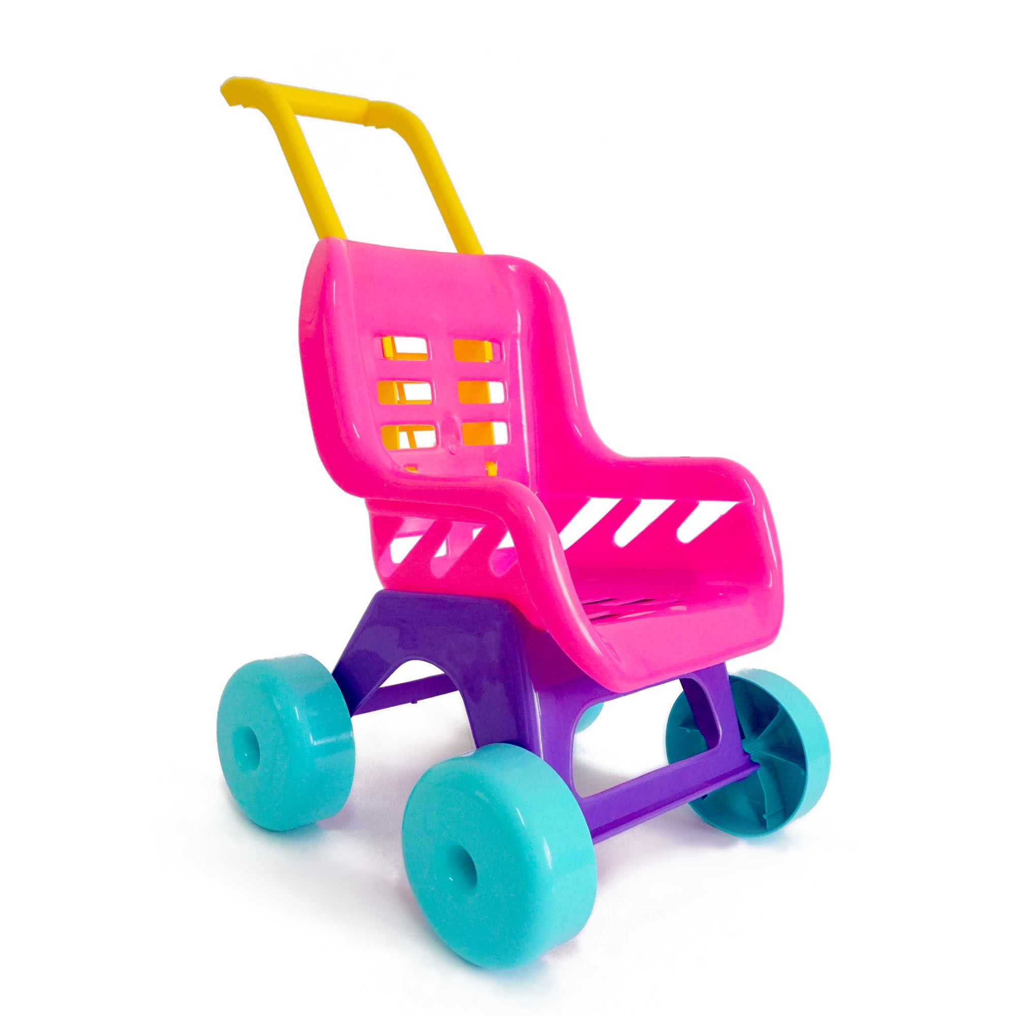 Carucior pentru fetite cu buzunar, roz 48 cm