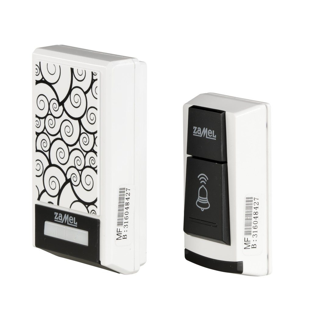 Sonerie wireless Zamel Tango ST-910, raza de actiune 100 m, 80 dB, Alb/Negru