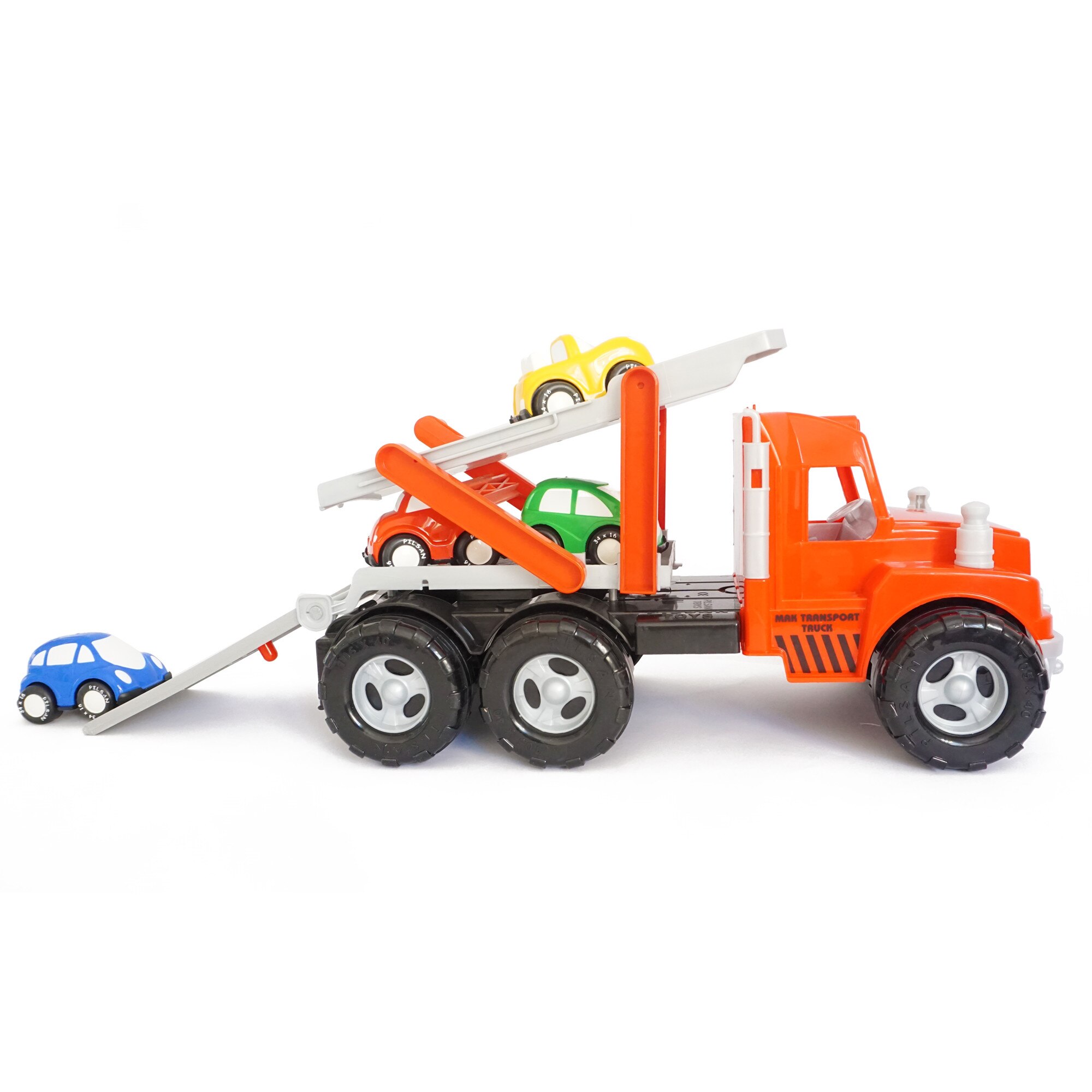 Camion platforma transport masinute, multicolor, 56 cm