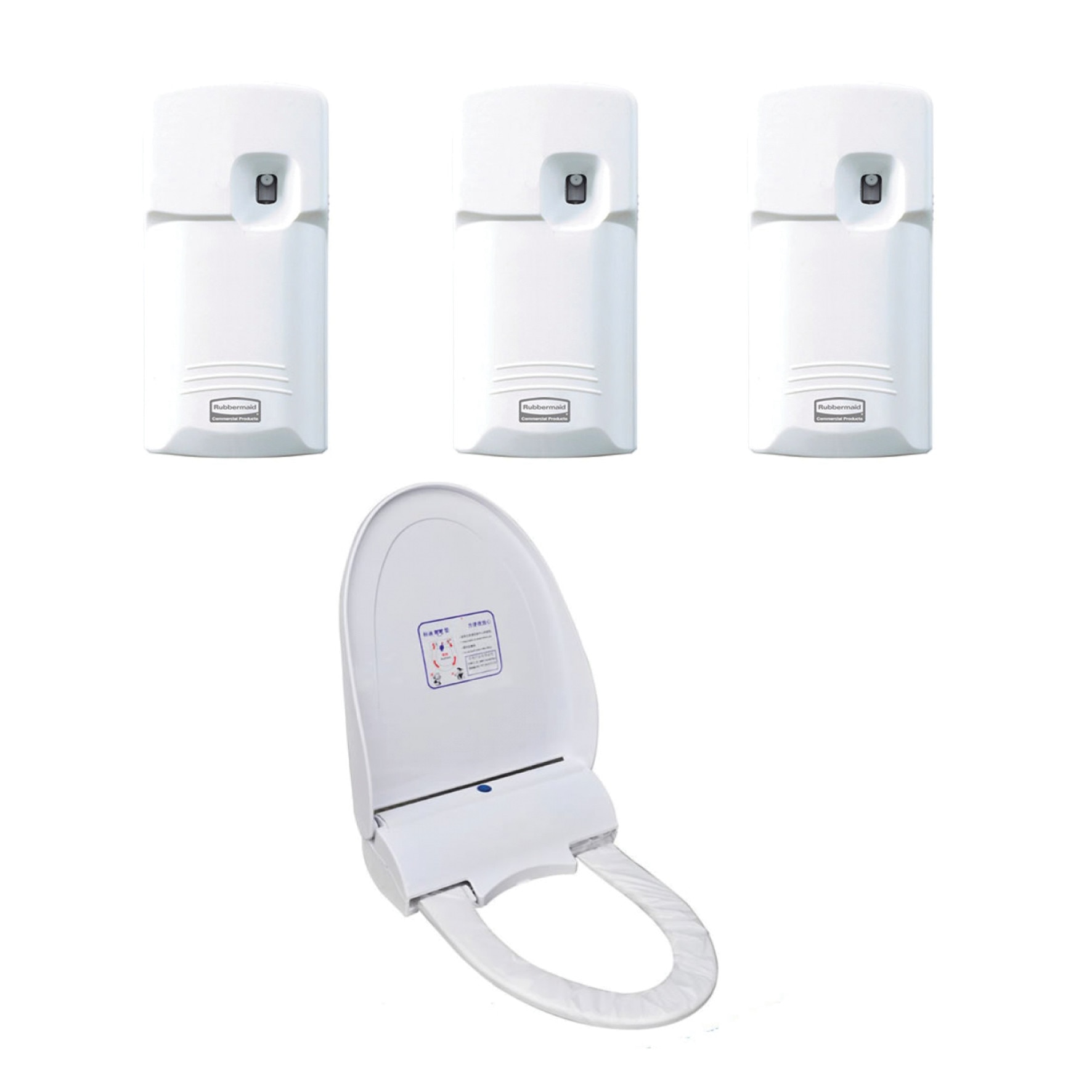 Pachet Capac toaleta Sanito si 3 Dispensere odorizant Rubbermaid