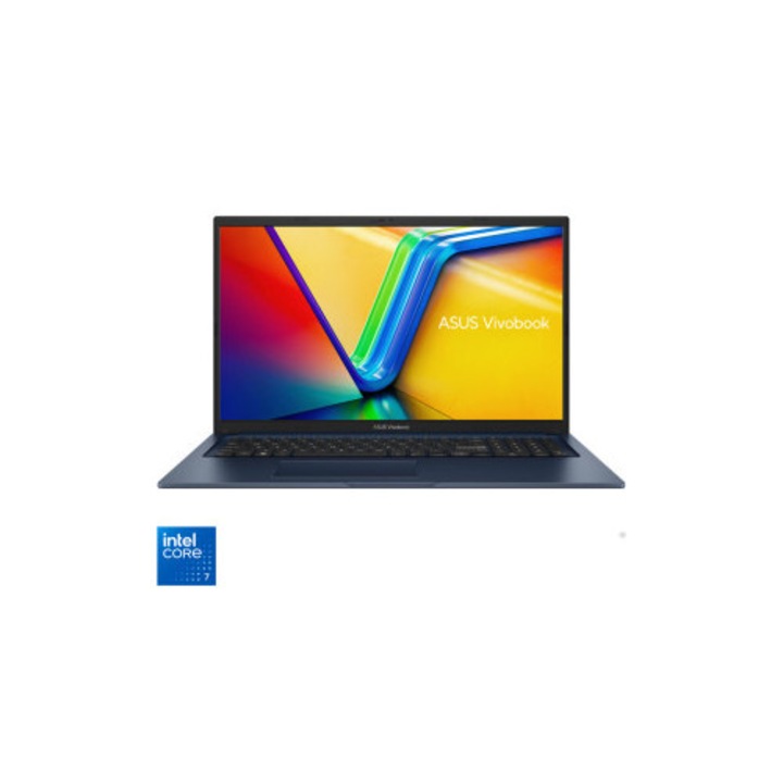 Laptop ASUS Vivobook 17 A1704MA cu procesor Intel® Core™ 7 350 pana la 4.8GHz, 17.3'', Full HD, IPS, 32GB DDR5 RAM, 512GB SSD, Intel® Graphics, No OS, Quiet Blue