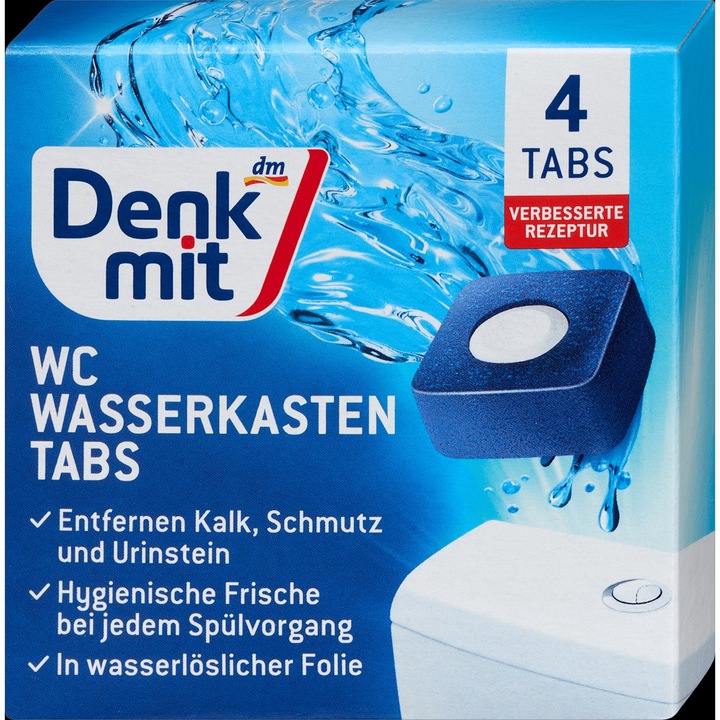 Denkmit Tablete pentru rezervor de toaleta 2 in 1, 4 buc - Curatarea toaletei