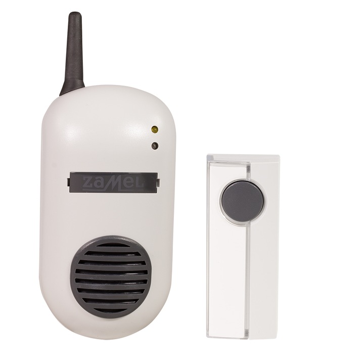 Sonerie wireless cu buton ermetic, ZAMEL, Bulik DRS-982K, Gri