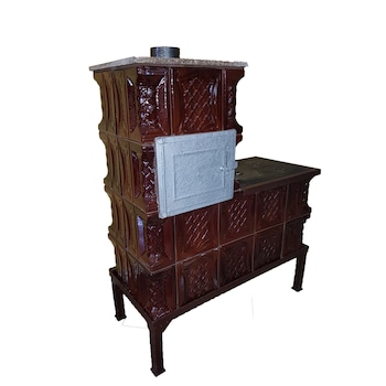 Soba teracota mobila cu plita mijlocie si 4 randuri teracota maro, alimentare pe lung cuptor stanga Soba teracota mobila cu plita mijlocie si 4 randuri teracota maro, alimentare pe lung cuptor stanga