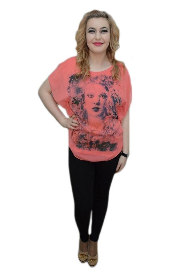 Bluza din voal cu captuseala usor elastica, D&J Exclusive, Corai