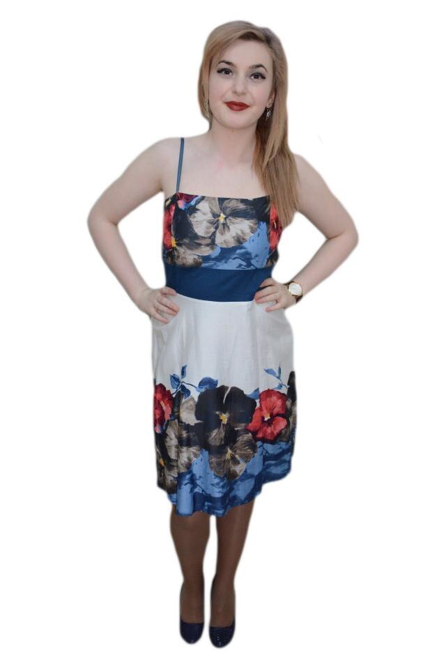 Rochie de vara cu design floral, D&J Exclusive, Multicolor