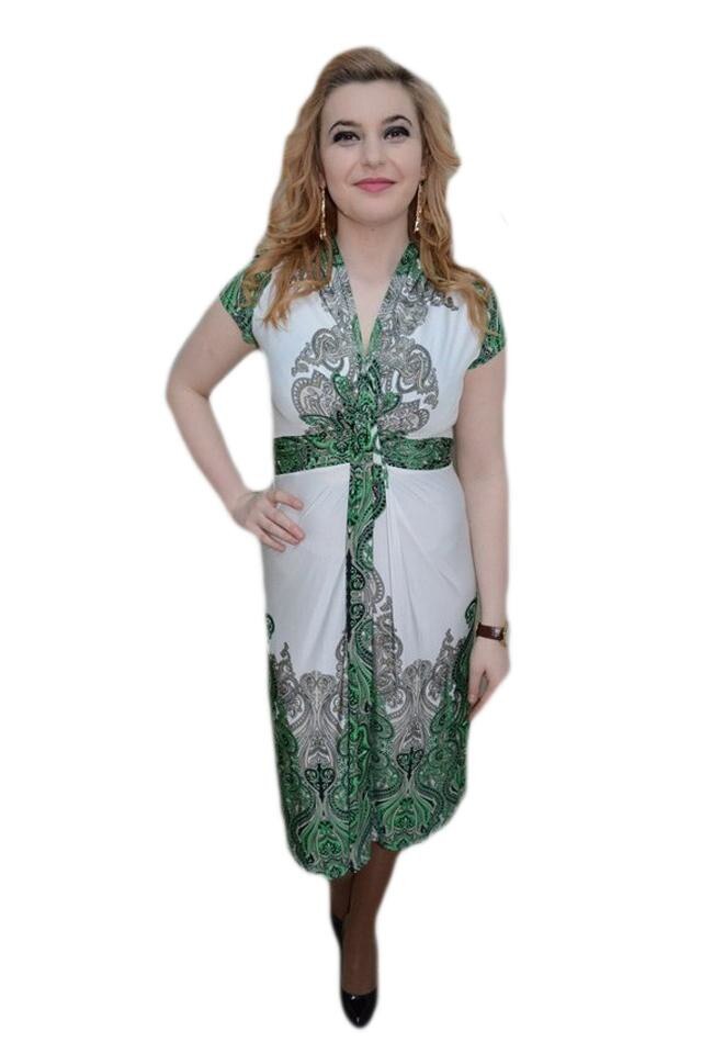 Rochie tinereasca, decolteu in V, D&J Exclusive, Verde