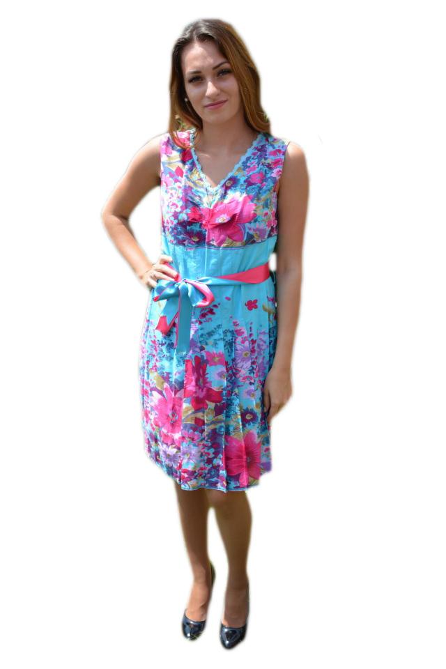 Rochie de vara cu imprimeu floral , D&J Exclusive, Multicolor, 44