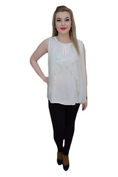 Bluza din matase fara maneca, decolteu mic, D&J Exclusive, Bej Bluza din matase fara maneca, decolteu mic, D&J Exclusive, Bej