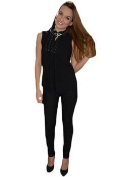 Bluza eleganta cu volanase si margele, D&J Exclusive, Negru Bluza eleganta cu volanase si margele, D&J Exclusive, Negru