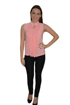 Bluza eleganta cu volanase si margele, D&J Exclusive, Piersica Bluza eleganta cu volanase si margele, D&J Exclusive, Piersica