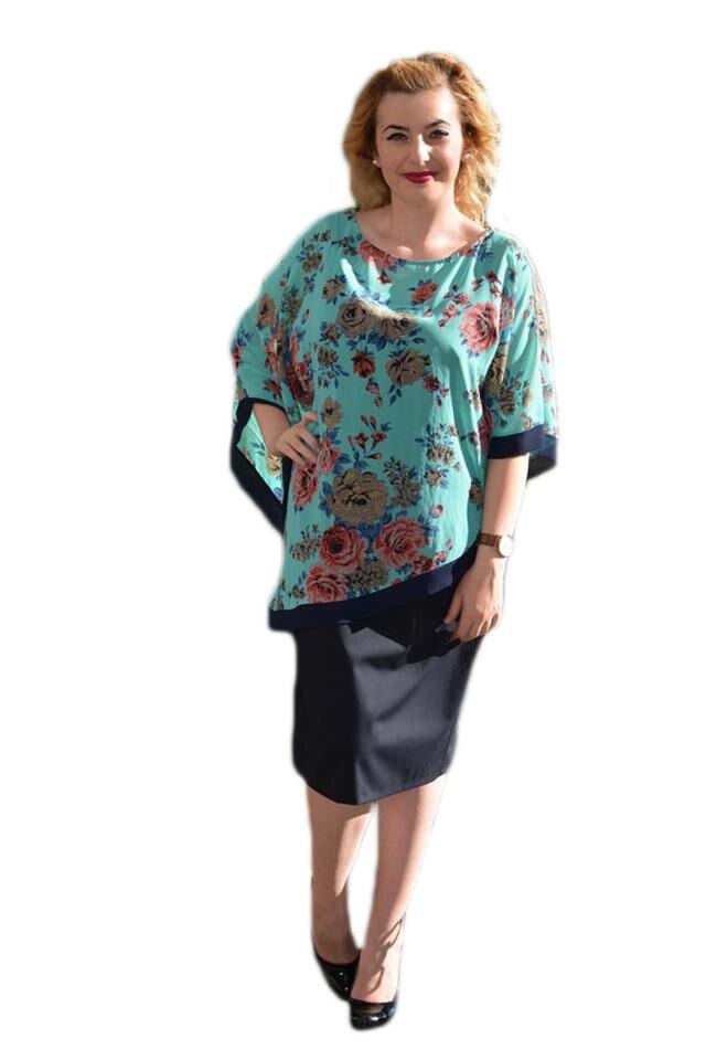 Rochie rafinata cu design asimetric, D&J Exclusive, Turcoaz