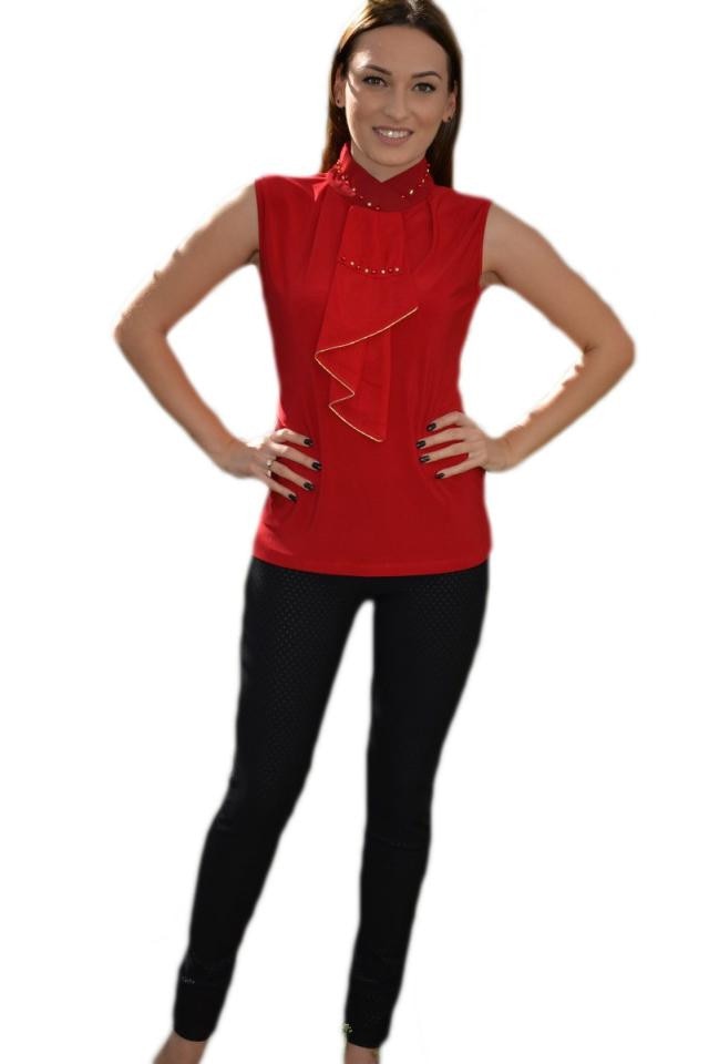 Bluza deosebita de vara cu volan mare, D&J Exclusive, Marsala
