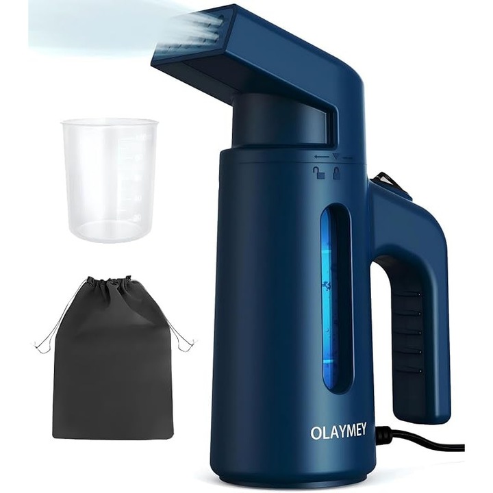 OLAYMEY – Aparat de calcat vertical cu abur, 700 W, indepartare rapida a cutelor, incalzire in 40 de secunde Aparat de calcat cu abur pentru haine, ideal pentru calatorii, compact si usor de transportat, cu rezervor de apa de 180 ml, debit de abur de 25