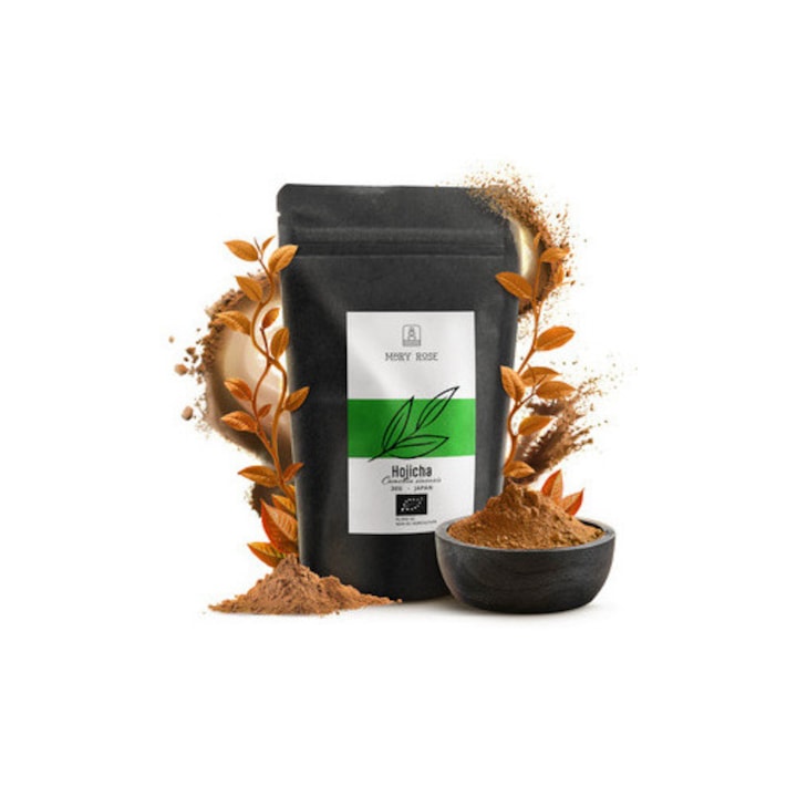 Био Японски Печен Зелен Чай Hojicha Powder, Mary Rose, Смлян На Фин Прах, Органичен, Подбрани Листа, Традиционен Процес, Интензивен Натурален Аромат, Балансиран Вкус, Премиум Селекция, Отлично Качество, Япония, 30 g