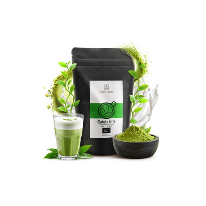 Чай Матча, Mary Rose, Matcha Latte BIO, Японска Зелена Чаена Смес, Кокосова Захар, Фин Прах, Естествен Аромат, Премиум Селекция, Традиционен Процес, Интензивен Аромат, Балансиран Вкус, Високо Качество, Япония, 30 g