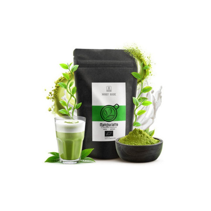 Чай Матча, Mary Rose, Matcha Latte, BIO, Органичен Японски Зелен Чай С Кокосова Захар, Фина Пудра, Натурален Аромат, Премиум Селекция, Традиционен Процес, Балансиран Вкус, Превъзходно Качество, Япония, 100 g