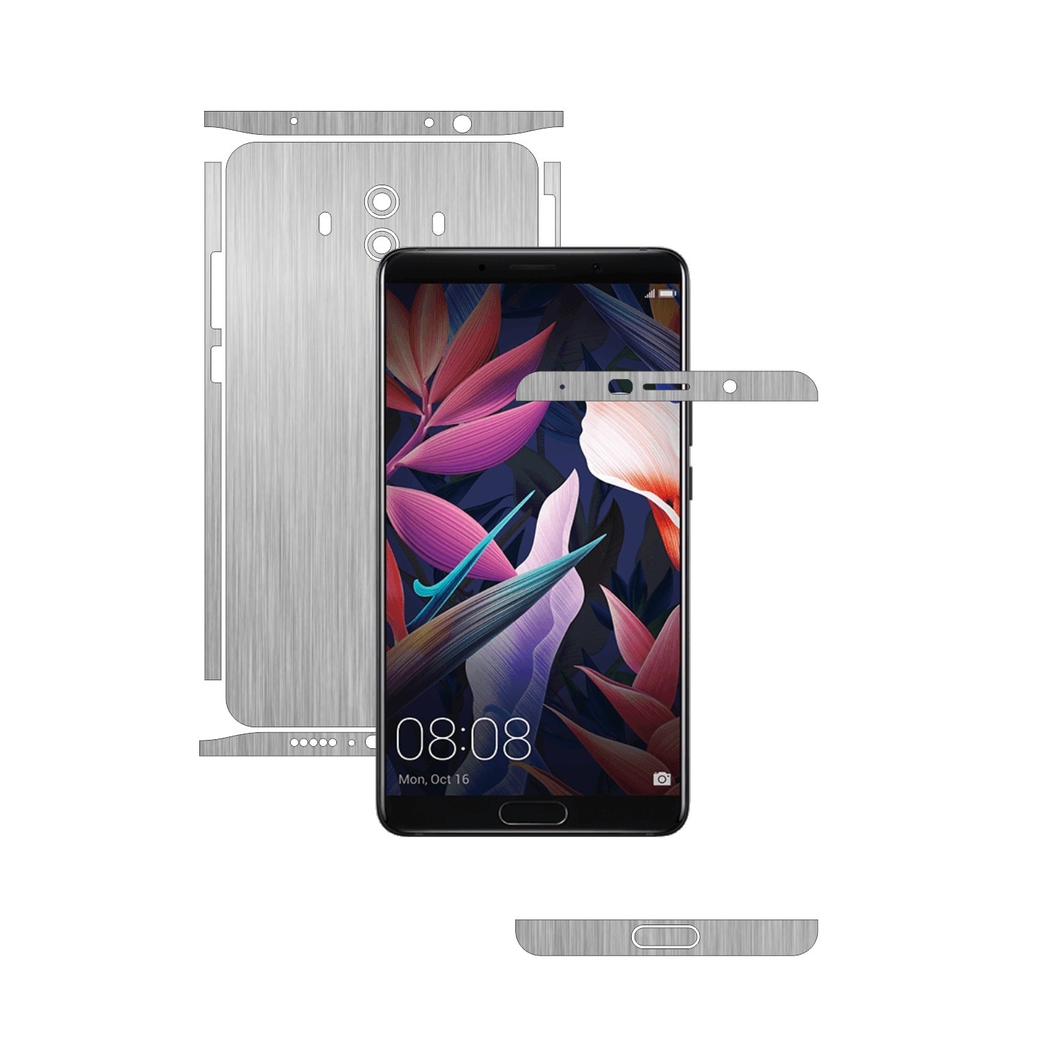 Folie de protectie Carbon Skinz, Husa de tip Skin Adeziv pentru Carcasa, Brushed Argintiu dedicata Huawei Mate 10