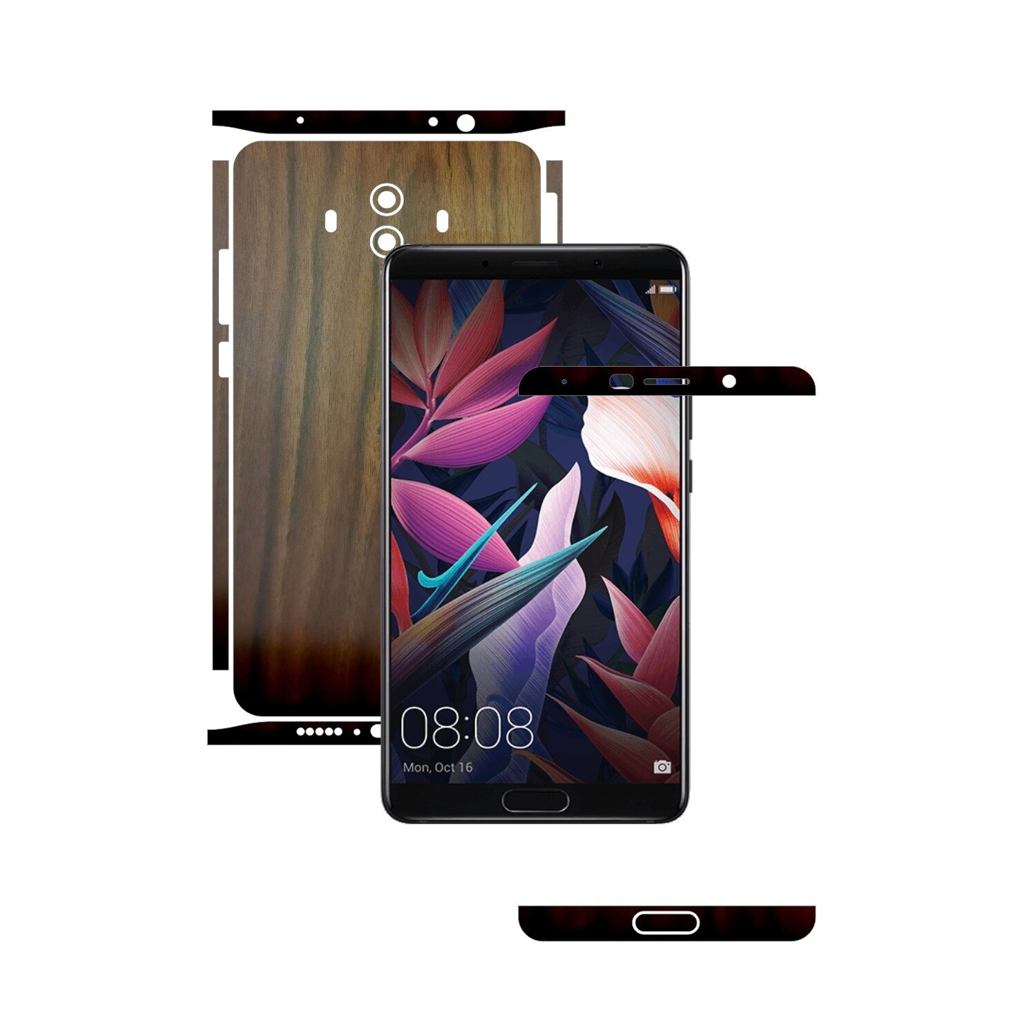 Folie de protectie Carbon Skinz, Husa de tip Skin Adeziv pentru Carcasa, Lemn Nuc Inchis dedicata Huawei Mate 10