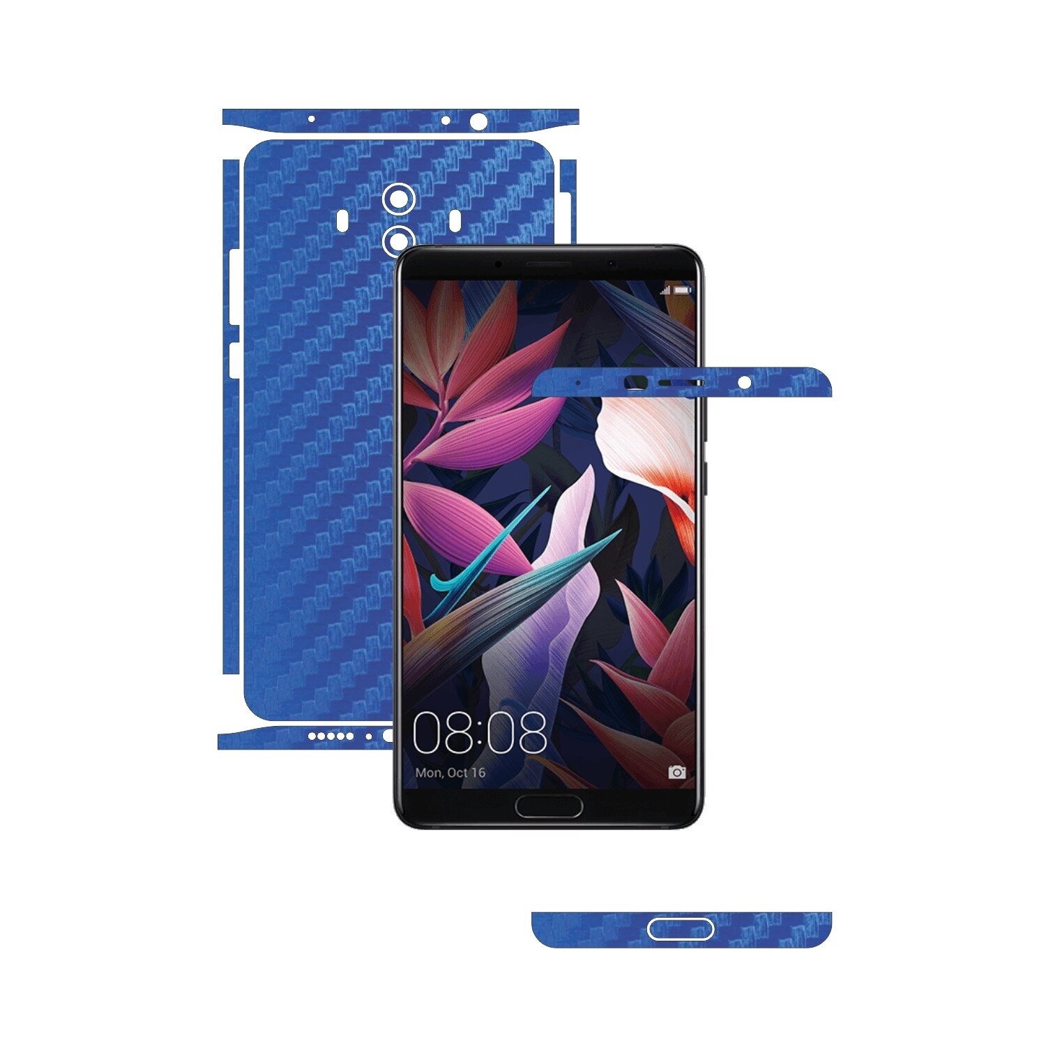 Folie de protectie Carbon Skinz, Husa de tip Skin Adeziv pentru Carcasa, Carbon Albastru dedicata Huawei Mate 10