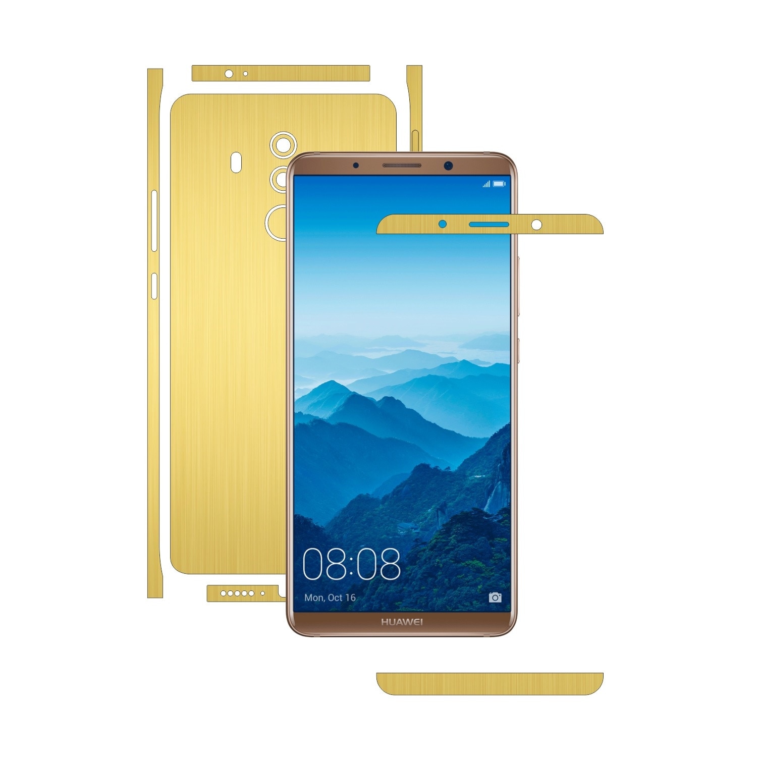 Folie de protectie Carbon Skinz, Husa de tip Skin Adeziv pentru Carcasa, Brushed Auriu dedicata Huawei Mate 10 Pro