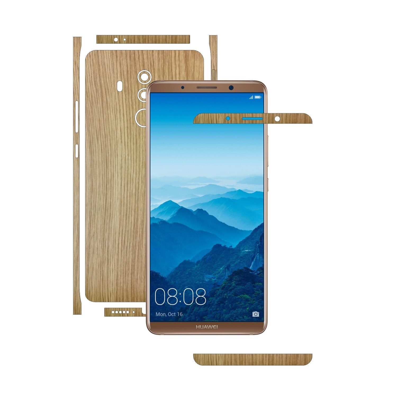 Folie de protectie Carbon Skinz, Husa de tip Skin Adeziv pentru Carcasa, Lemn Stejar dedicata Huawei Mate 10 Pro