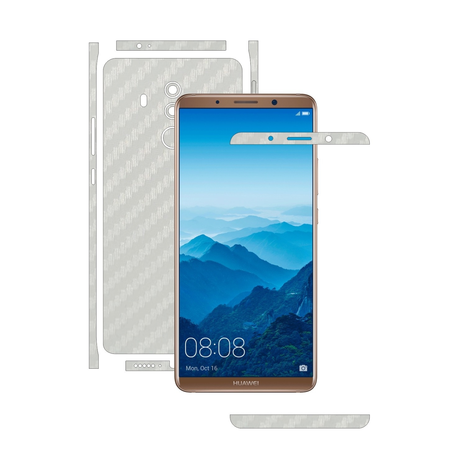 Folie de protectie Carbon Skinz, Husa de tip Skin Adeziv pentru Carcasa, Carbon Alb dedicata Huawei Mate 10 Pro