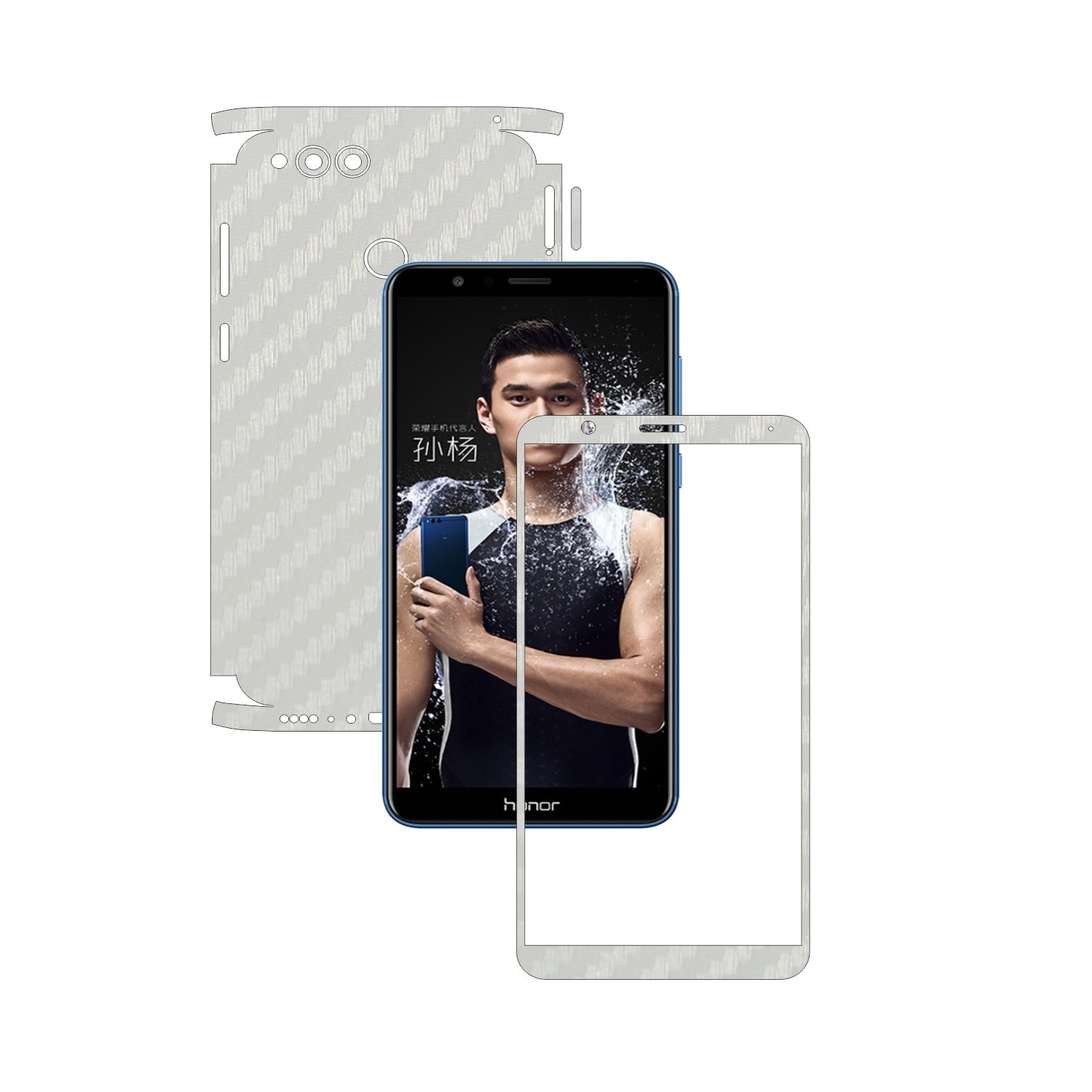 Folie de protectie Carbon Skinz, Husa de tip Skin Adeziv pentru Carcasa, Carbon Alb dedicata Huawei Honor 7X