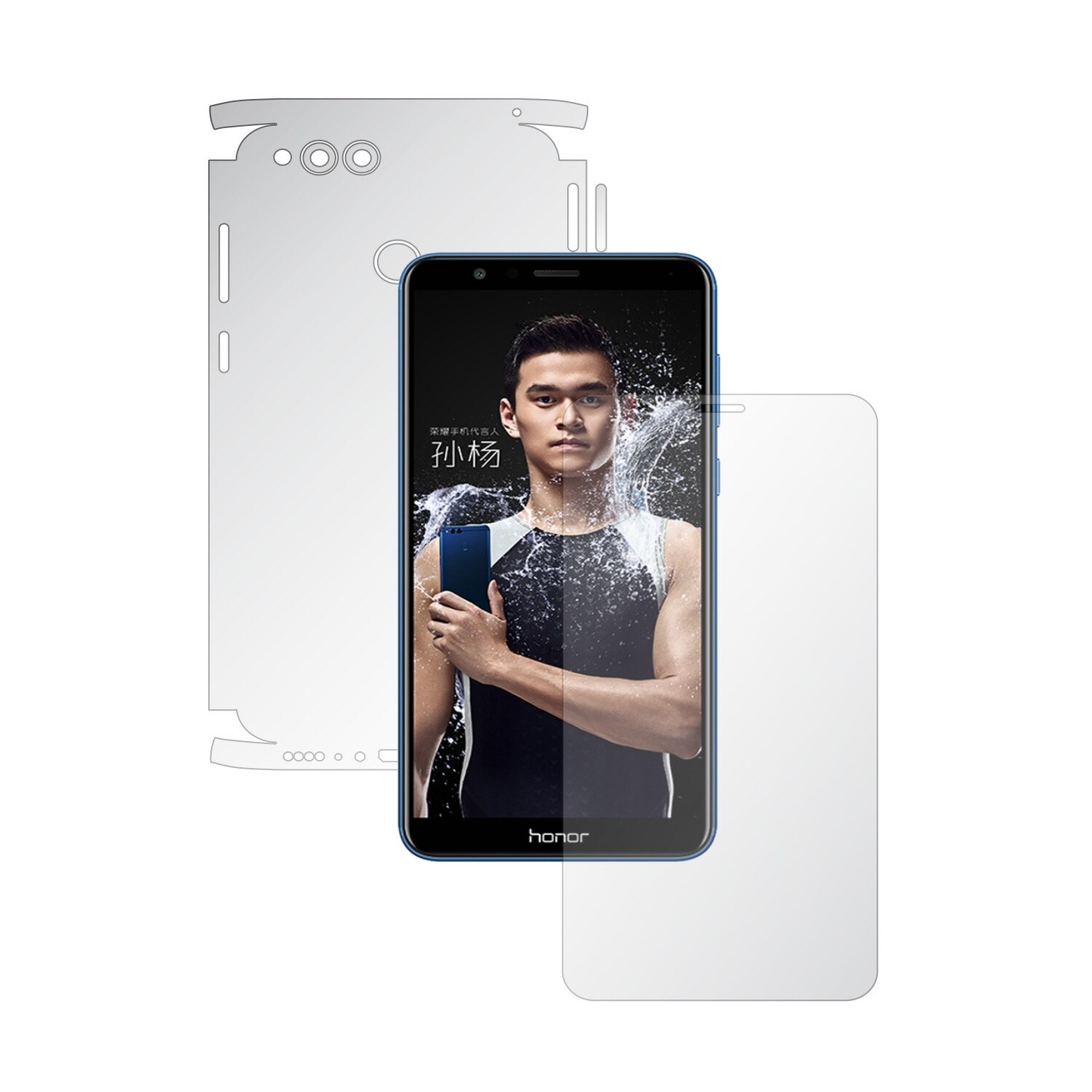Folie Protectie Full Body Invisible Skinz Ultra-Clear AutoRegeneranta, Husa Transparenta de tip Skin Adeziv pentru Carcasa si Ecran, dedicata Huawei Honor 7X