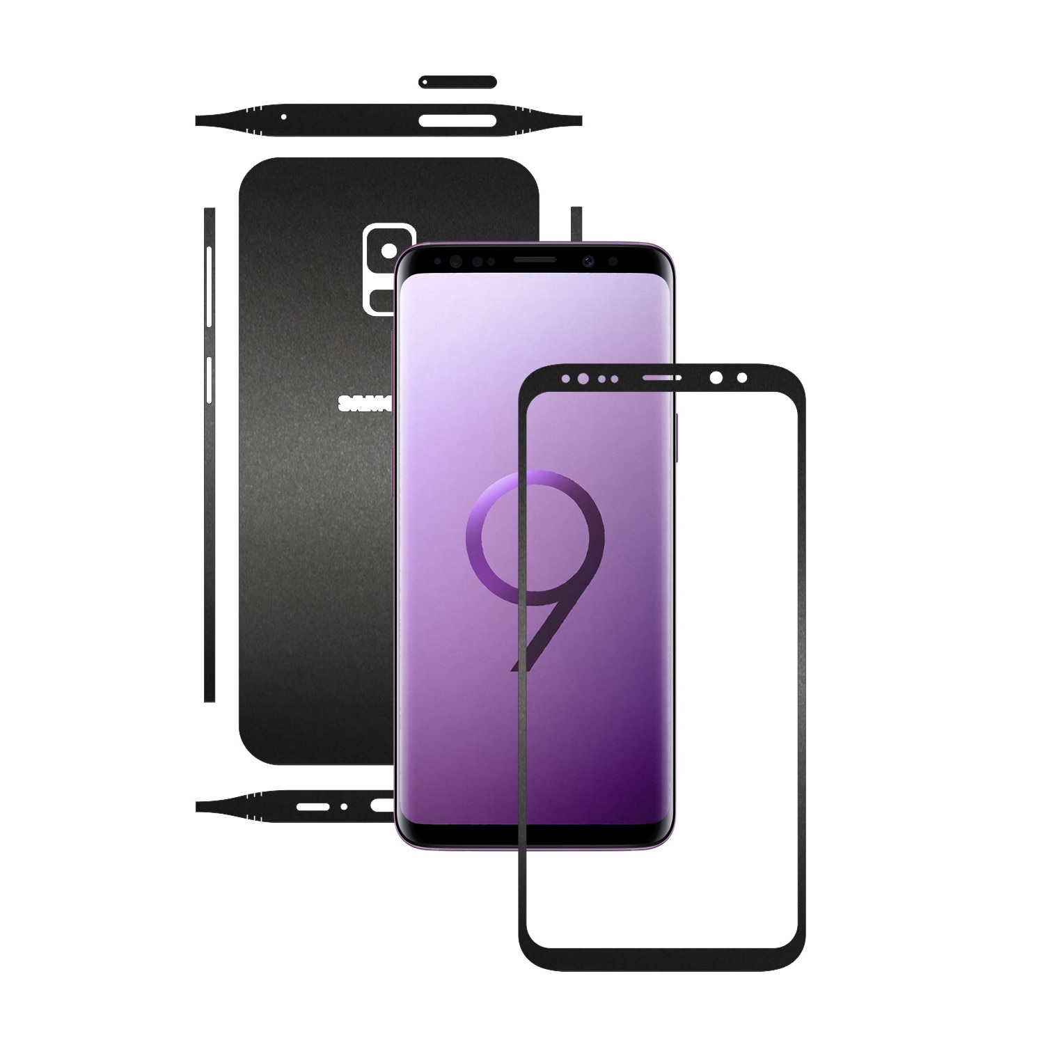 Folie de protectie Carbon Skinz, Husa de tip Skin Adeziv pentru Carcasa, Negru Mat dedicata Samsung Galaxy S9