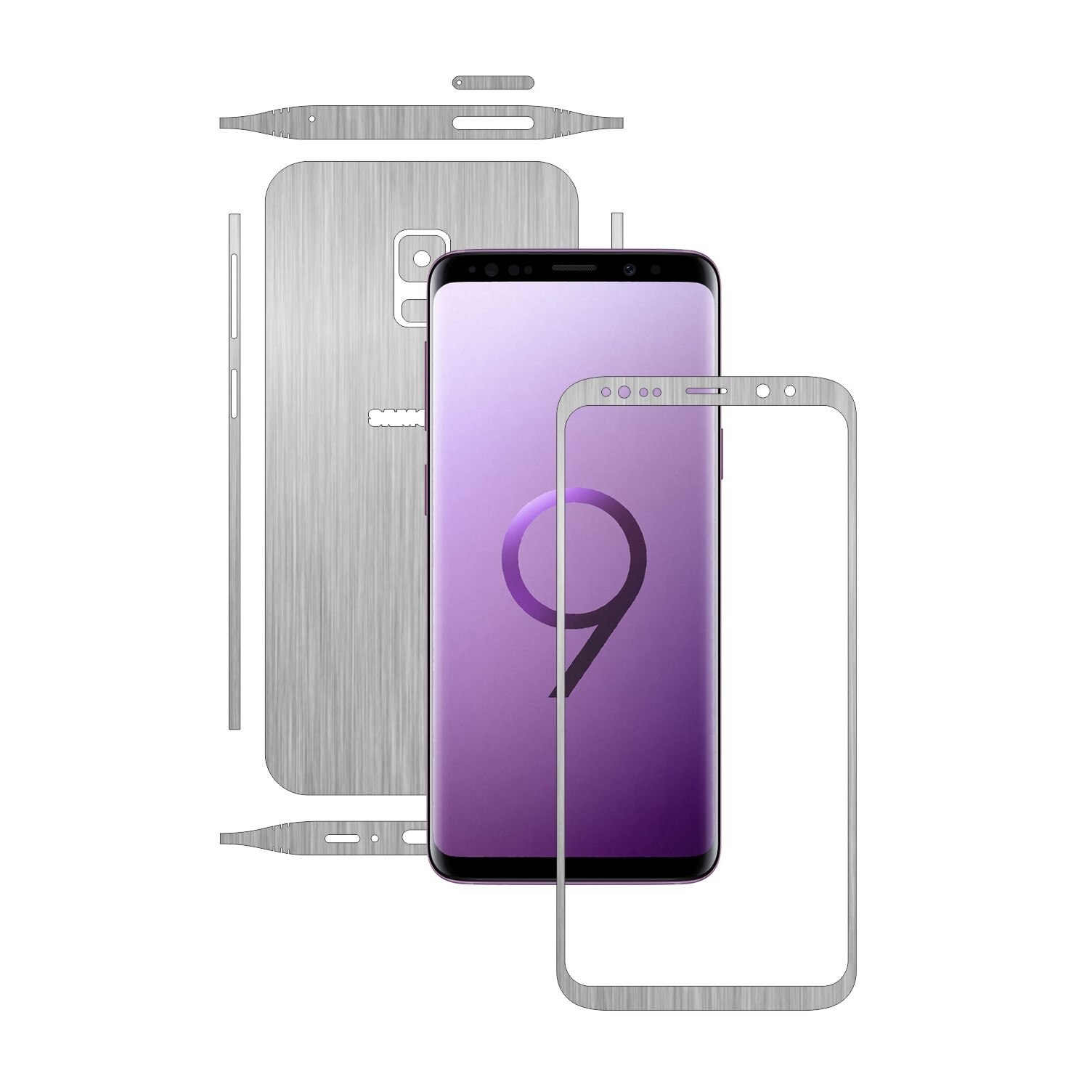 Folie de protectie Carbon Skinz, Husa de tip Skin Adeziv pentru Carcasa, Brushed Argintiu dedicata Samsung Galaxy S9