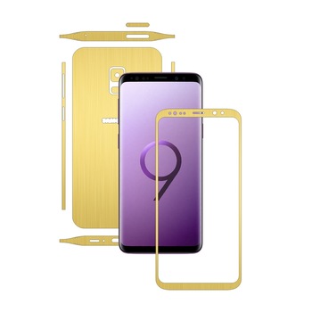 Folie de protectie Carbon Skinz, Husa de tip Skin Adeziv pentru Carcasa, Brushed Auriu dedicata Samsung Galaxy S9 Folie de protectie Carbon Skinz, Husa de tip Skin Adeziv pentru Carcasa, Brushed Auriu dedicata Samsung Galaxy S9