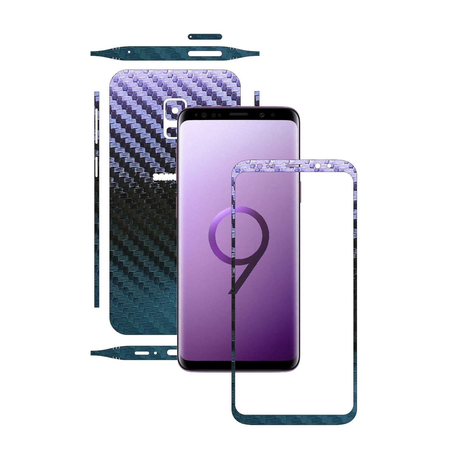 Folie de protectie Carbon Skinz, Husa de tip Skin Adeziv pentru Carcasa, Carbon Cameleon dedicata Samsung Galaxy S9