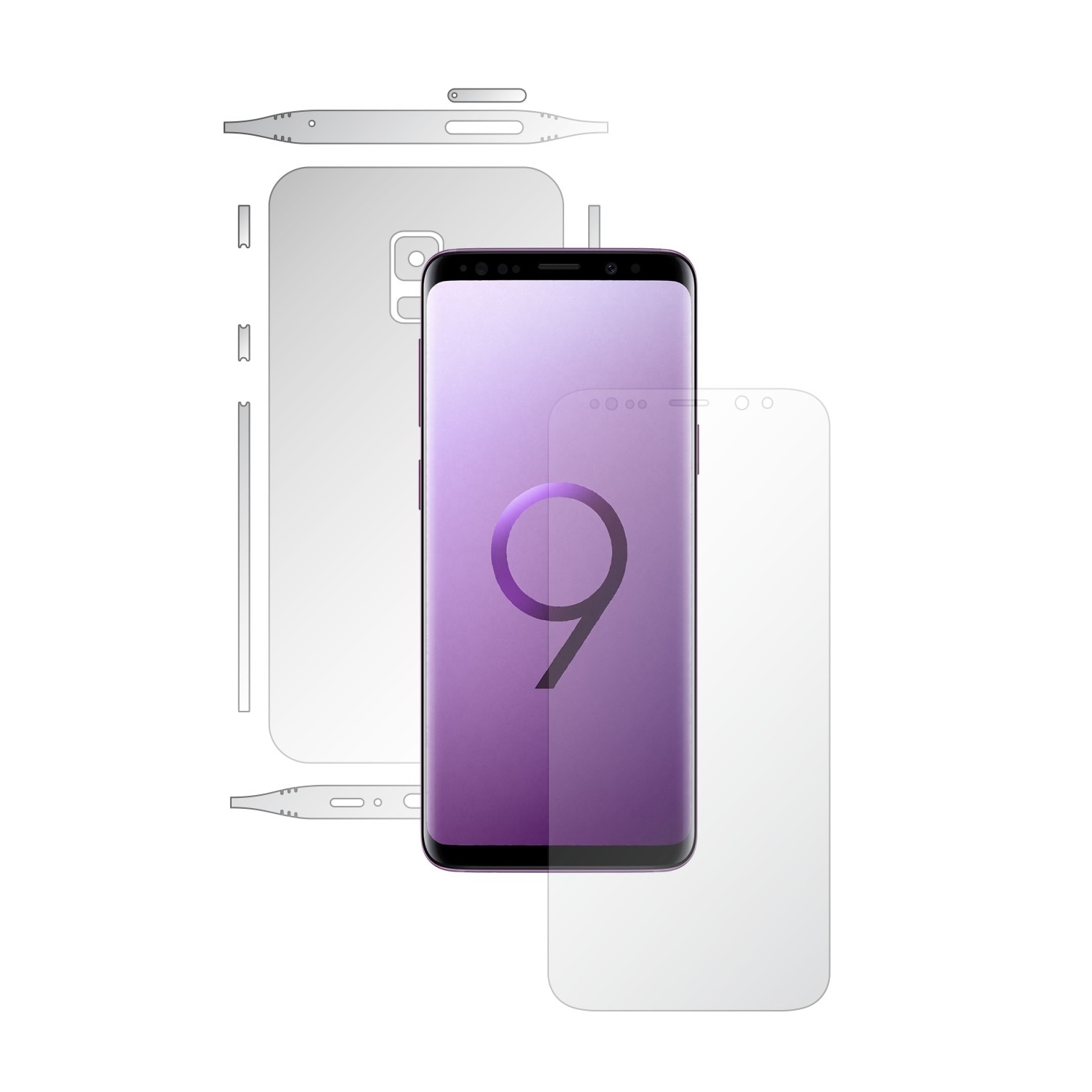 1 + 1 GRATUIT - Samsung Galaxy S9 - Invisible Skinz HD - Folie Protectie Siliconica Ultra-Clear pentru Ecran,Carcasa Spate si Laterale, Husa Transparenta Full Body Cover Edge to Edge de tip Skin Adeziv