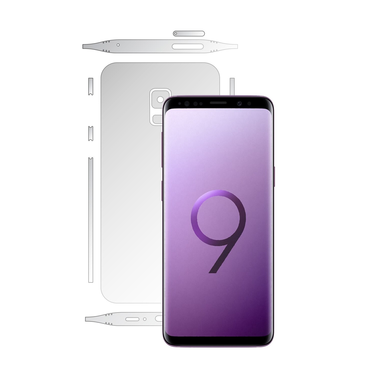 Folie Protectie Invisible Skinz Ultra-Clear AutoRegeneranta, Husa Transparenta de tip Skin Adeziv pentru Carcasa si Laterale, dedicata Samsung Galaxy S9