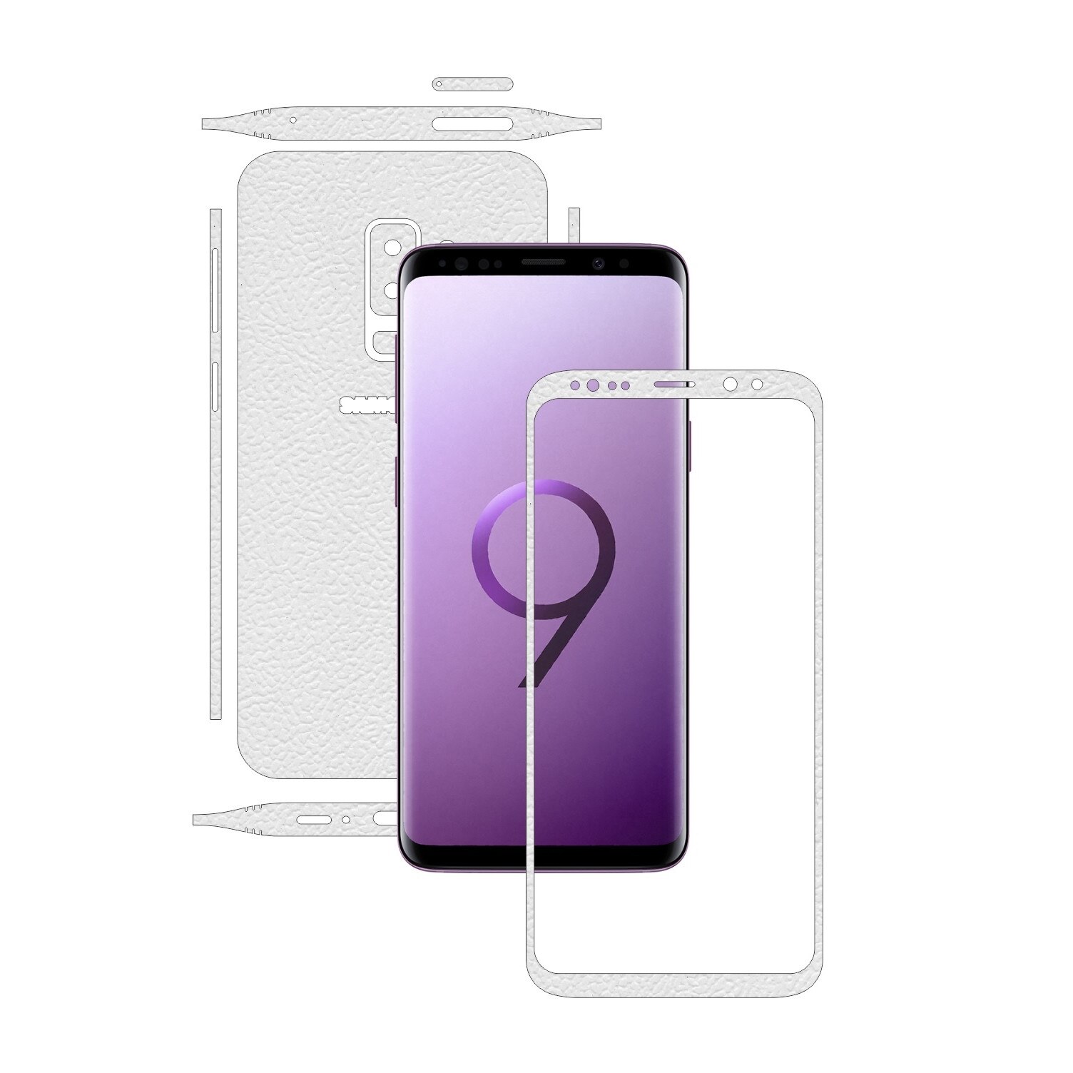 Folie de protectie Carbon Skinz, Husa de tip Skin Adeziv pentru Carcasa, Piele Alba dedicata Samsung Galaxy S9 + Plus