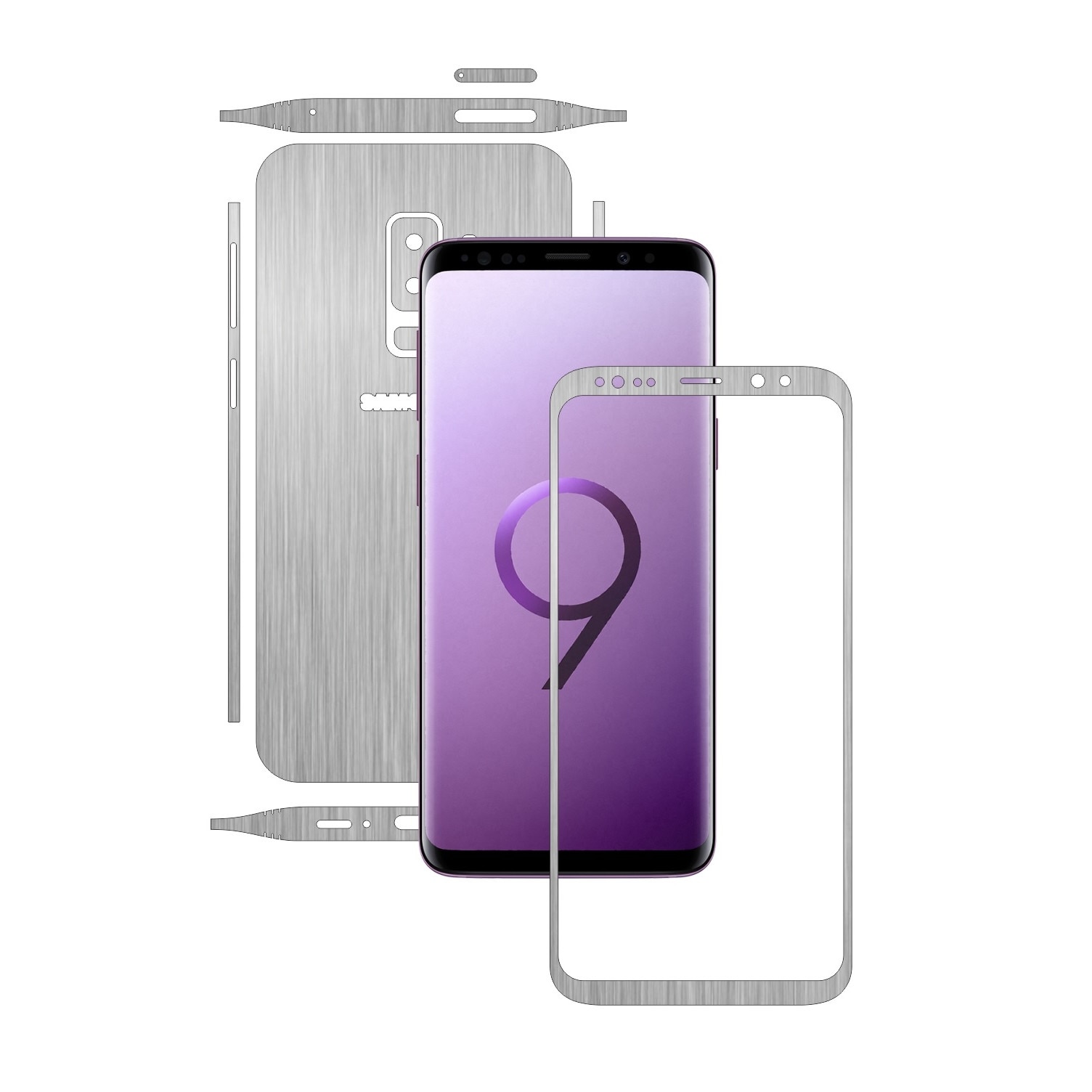 Folie de protectie Carbon Skinz, Husa de tip Skin Adeziv pentru Carcasa, Brushed Argintiu dedicata Samsung Galaxy S9 + Plus