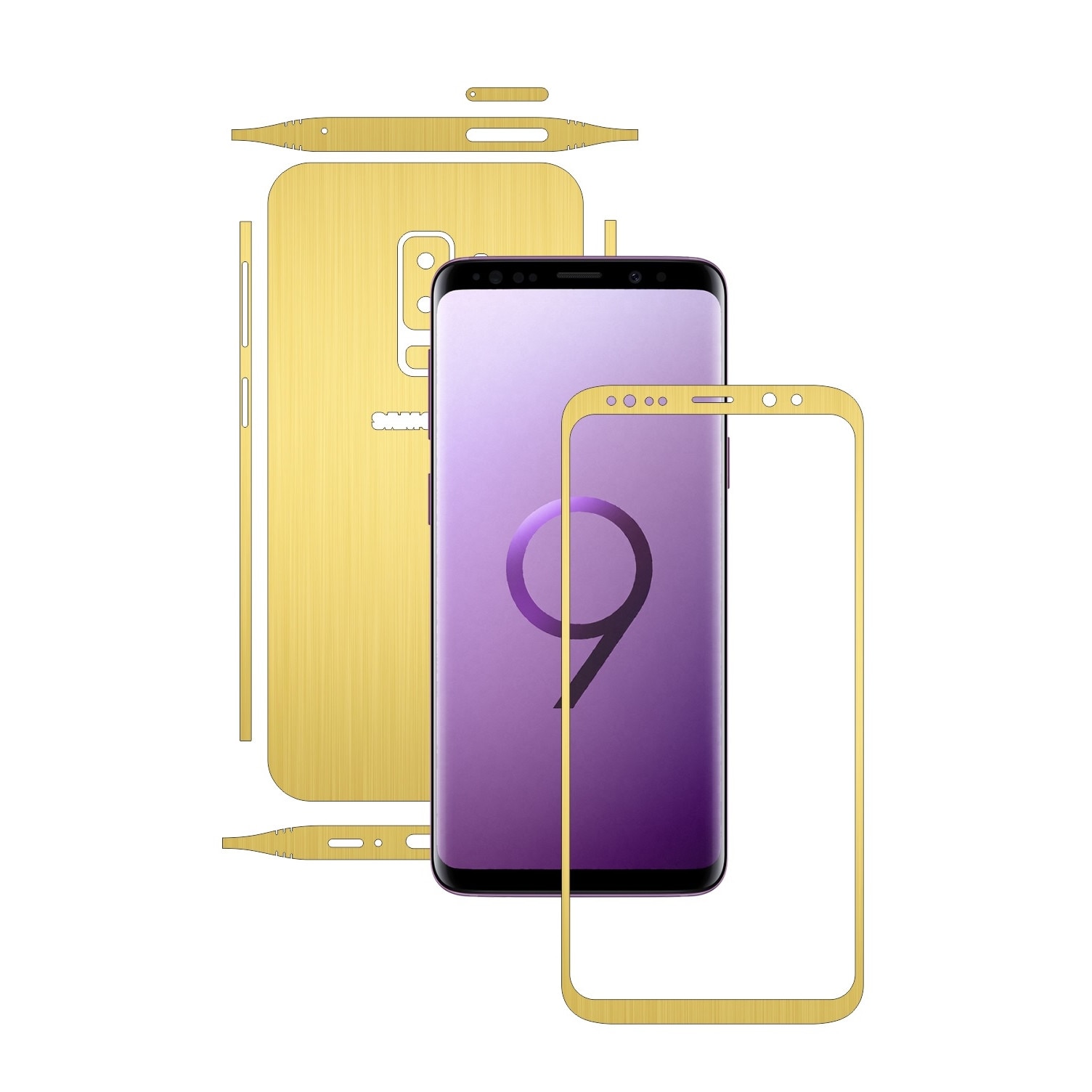 Folie de protectie Carbon Skinz, Husa de tip Skin Adeziv pentru Carcasa, Brushed Auriu dedicata Samsung Galaxy S9 + Plus