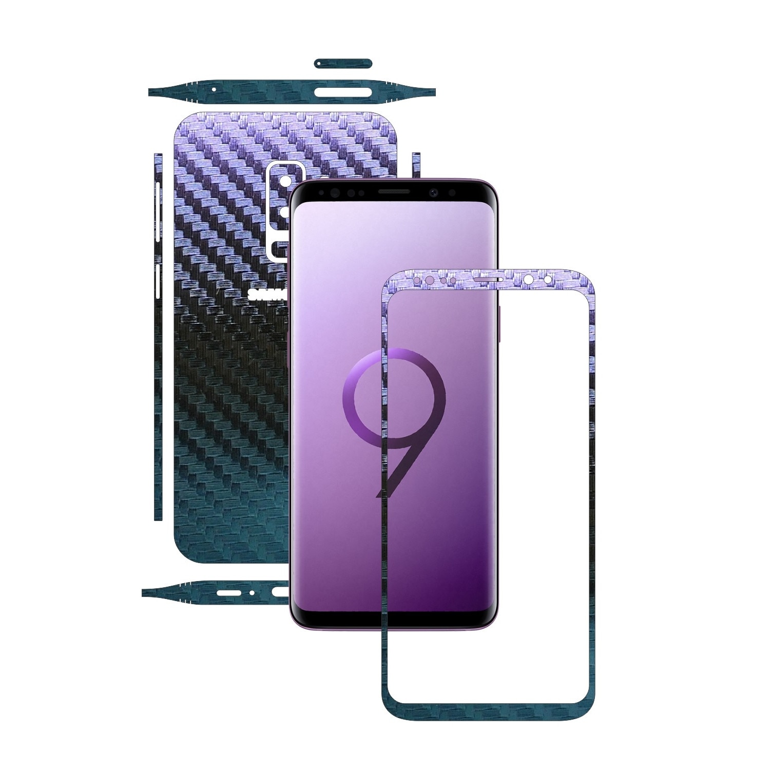 Folie de protectie Carbon Skinz, Husa de tip Skin Adeziv pentru Carcasa, Carbon Cameleon dedicata Samsung Galaxy S9 + Plus