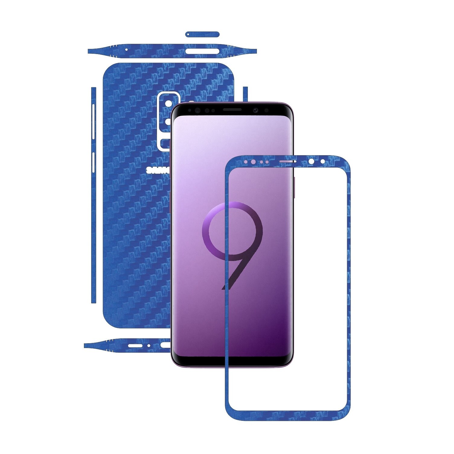 Folie de protectie Carbon Skinz, Husa de tip Skin Adeziv pentru Carcasa, Carbon Albastru dedicata Samsung Galaxy S9 + Plus