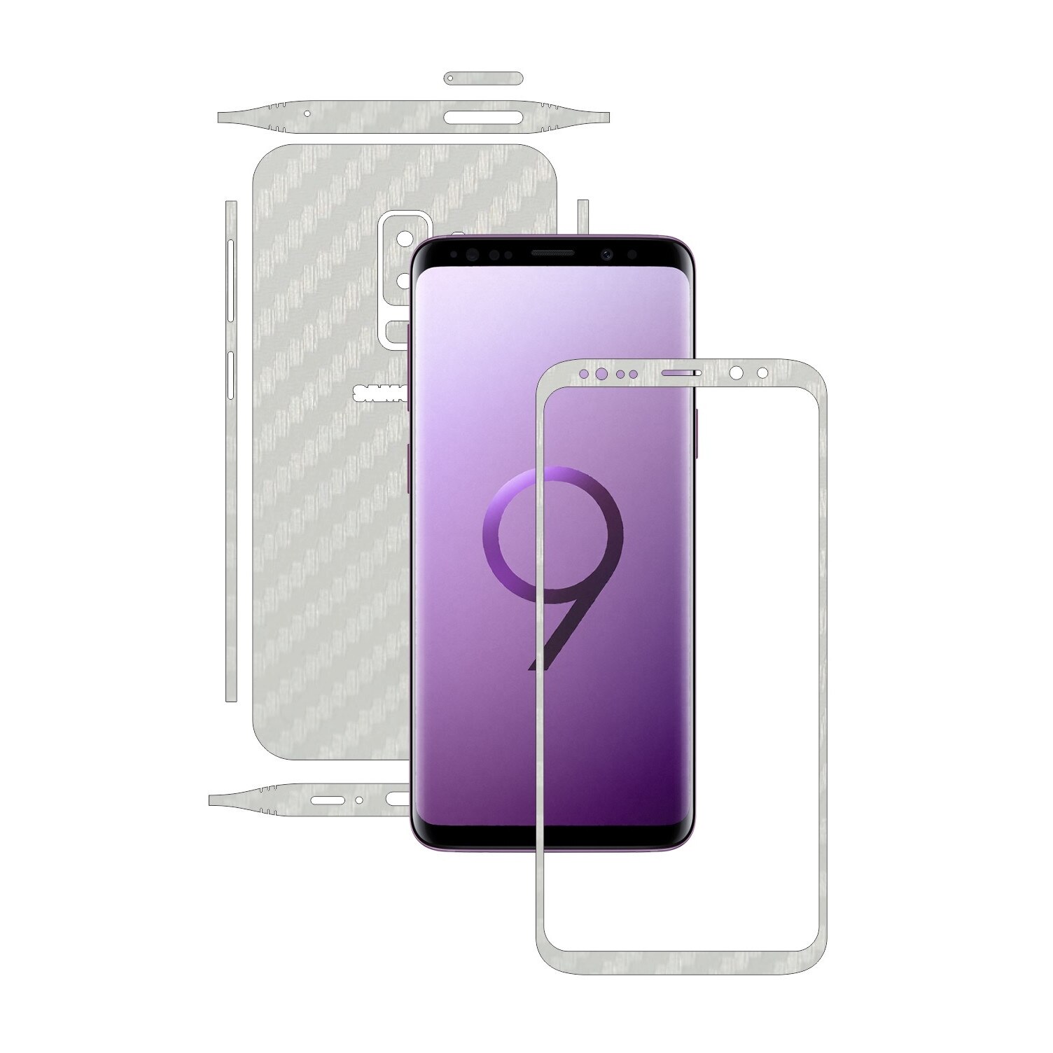 Folie de protectie Carbon Skinz, Husa de tip Skin Adeziv pentru Carcasa, Carbon Alb dedicata Samsung Galaxy S9 + Plus