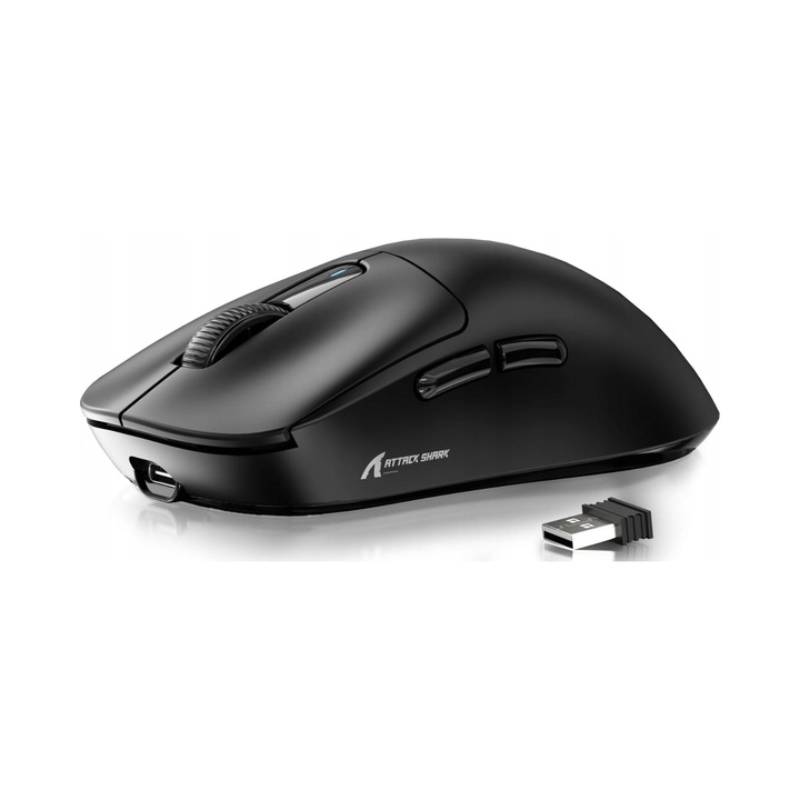 Безжична геймърска мишка Attack Shark X3 (TJCQJK51QFW) PAW3395 26K DPI, Bluetooth 5.2 + 2.4 GHz + кабел, 1000 Hz/1 ms, Kailh GM 8.0, 49 g, автономност 200ч, черна