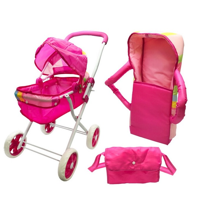 Количка за кукли с кош Ivy Pink