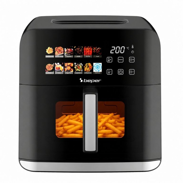 Дигитален фритюрник с горещ въздух 9L MIRABELLA, Beper, P101FRI091, 1800W, 12 програми