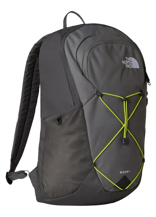 The North Face, rucsac din poliester reciclat cu manson pentru laptop 15", compartimente multiple, bungee frontal elastic, buzunare laterale din plasa si elemente reflectorizante, DWR fara PFC, gri inchis, Rodey (NF0A3KVCMSO)