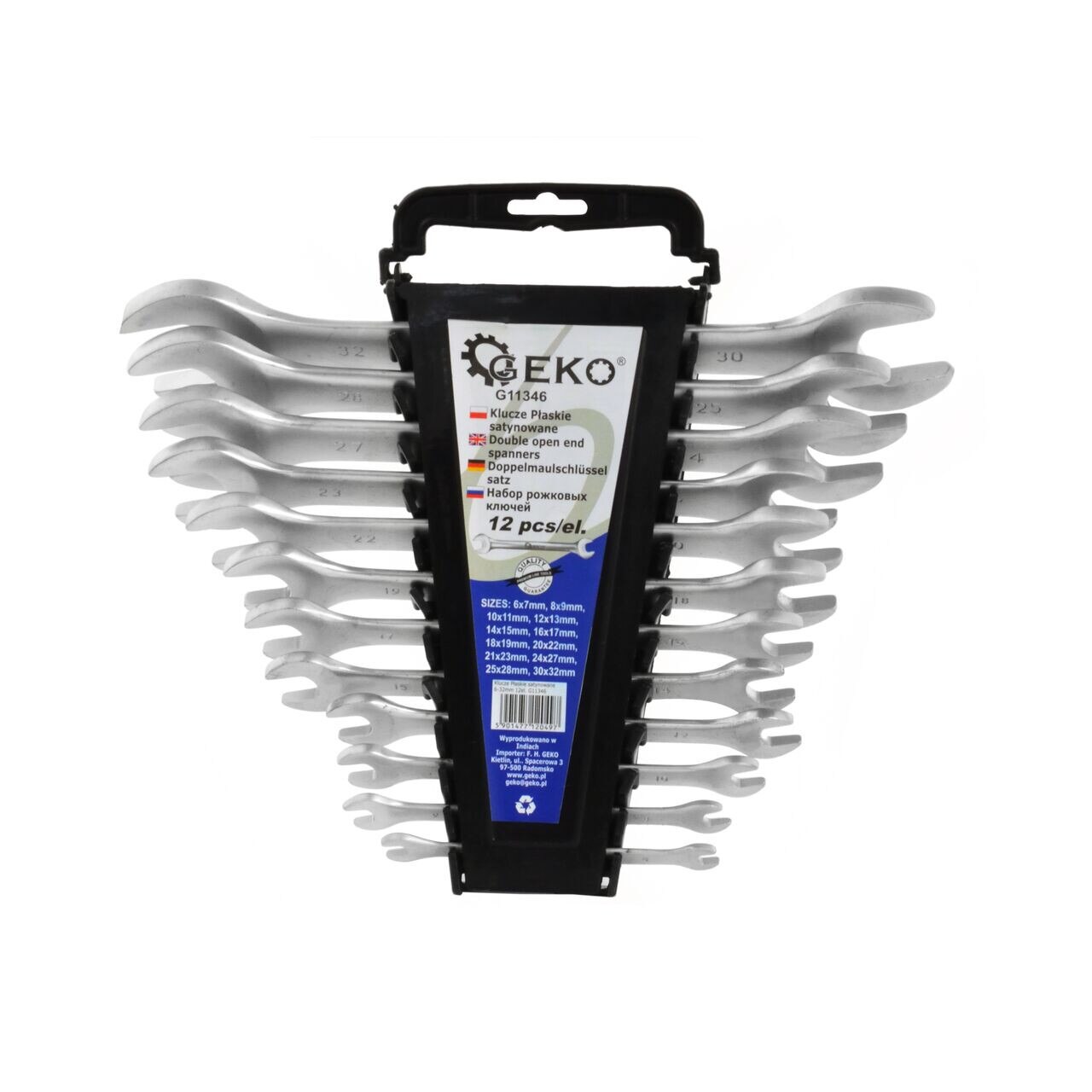 Set de chei fixe, Geko, 12 piese, 6-32mm, suport plastic