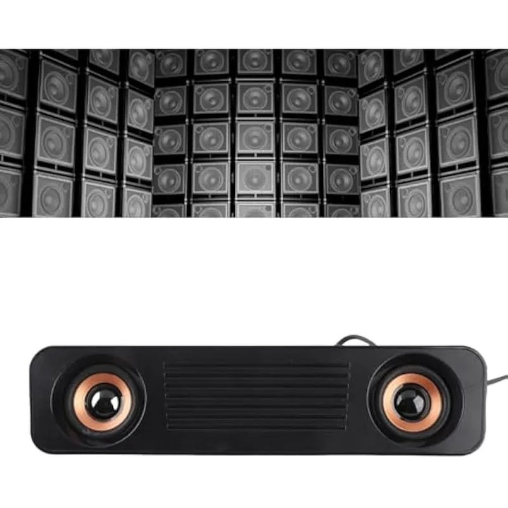 Bara de sunet TV cu subwoofer, difuzor cu fir de 3, 5 mm stereo HiFi, difuzor USB portabil pentru TV/computer, bara de sunet pentru computer cu fir